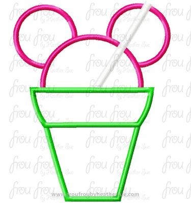 Shave Ice Mister Mouse Two Machine Applique and Filled Embroidery Design, Multiple sizes including 1.5