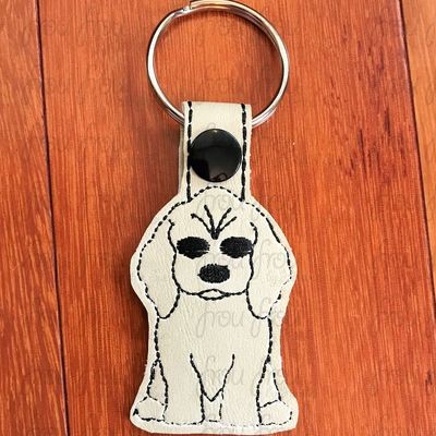 Cocker Spaniel Puppy Dog Key Fob, Two versions each, short and long tab, velcro or snaps, THREE SIZES in the hoop Machine Applique Embroidery Design- 4