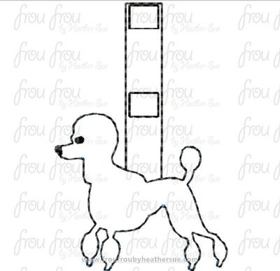 Poodle Dog Key Fob, Two versions each, short and long tab, velcro or snaps, THREE SIZES in the hoop Machine Applique Embroidery Design- 4", 7", and 10"