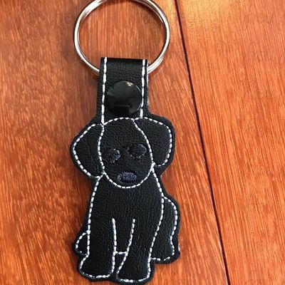 Labrador Retriever Puppy Dog Key Fob, Two versions each, short and long tab, velcro or snaps, THREE SIZES in the hoop Machine Applique Embroidery Design- 4
