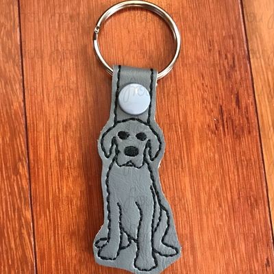 Great Dane Puppy Dog Key Fob, Two versions each, short and long tab, velcro or snaps, THREE SIZES in the hoop Machine Applique Embroidery Design- 4", 7", and 10"