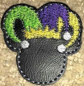 Clippie Mardi Gras Jester Hat Mister Mouse Head Machine Embroidery In The Hoop Project 1.5, 2, 3, and 4 inch