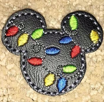 Clippie Christmas Lights Mister Mouse Heads Machine Embroidery In The Hoop Project 1.5, 2, 3, and 4 inch