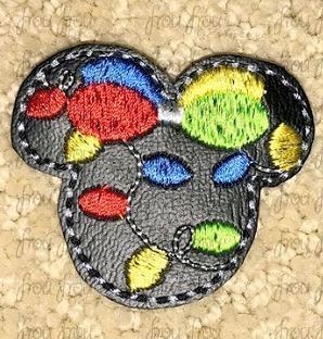 Clippie Christmas Lights Miss Mouse Head Machine Embroidery In The Hoop Project 1.5, 2, 3, and 4 inch