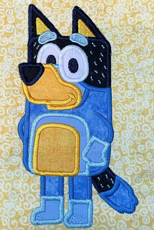 Dad Band It Blue Dog Machine Applique Embroidery Designs, Multiple sizes including some in 4"-16"