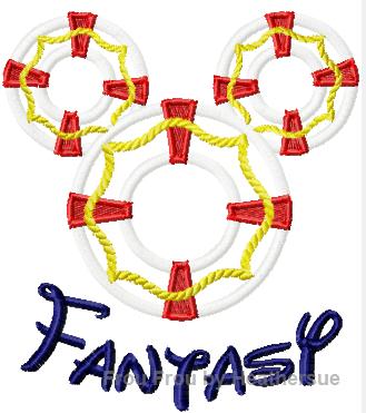 Life Preserver Fantasy Mister Mouse Machine Applique Embroidery Design, Multiple sizes including 4 inch