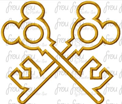 DCL Cruise Concierge Keys Mister Mouse Head Machine Applique and filled Embroidery Design, Multiple Sizes including 1.5"-16"