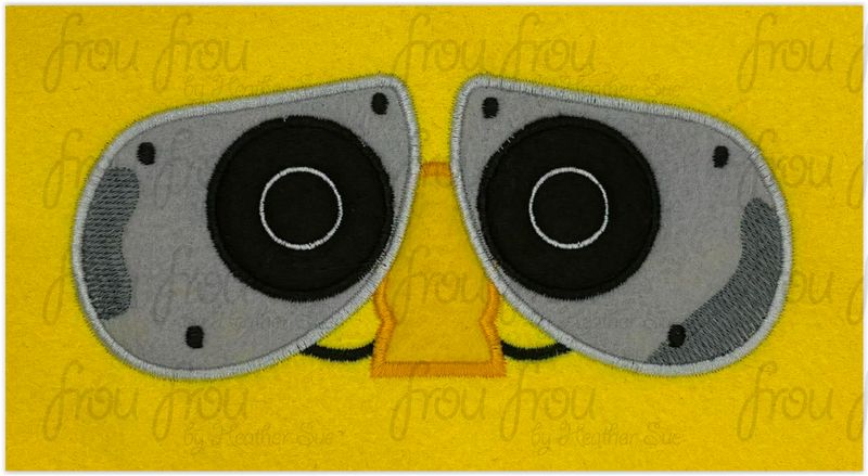 Wally Peeker Robot Machine Applique and Filled Embroidery Design, Multiple Sizes, including 1"-16"