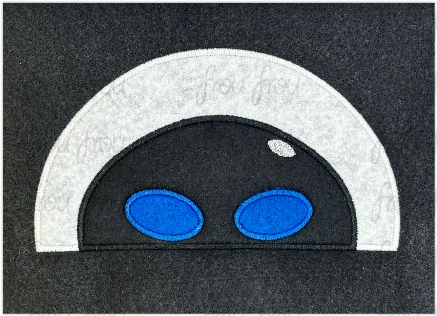 Eva Peeker Robot Machine Applique and Filled Embroidery Design, Multiple Sizes, including 1"-16"