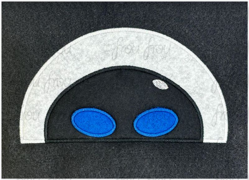 Eva Peeker Robot Machine Applique and Filled Embroidery Design, Multiple Sizes, including 1"-16"