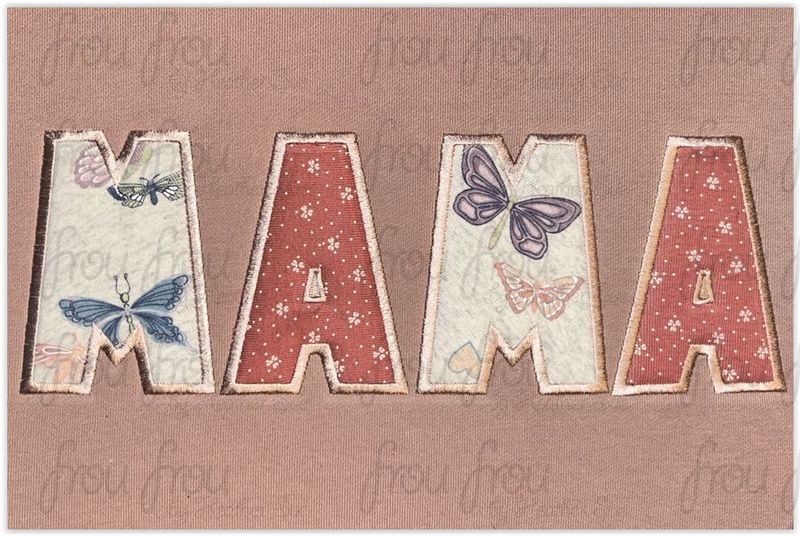 MAMA wording Machine Applique and filled Embroidery Design 2"-16"