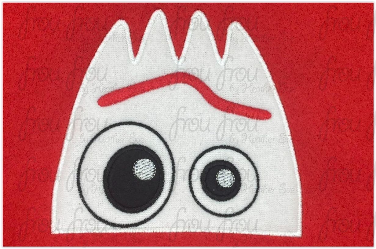 Fork Toy Peeker Machine Applique and Filled Embroidery Design, Multiple Sizes, including 2"-16"