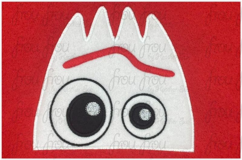 Fork Toy Peeker Machine Applique and Filled Embroidery Design, Multiple Sizes, including 2"-16"