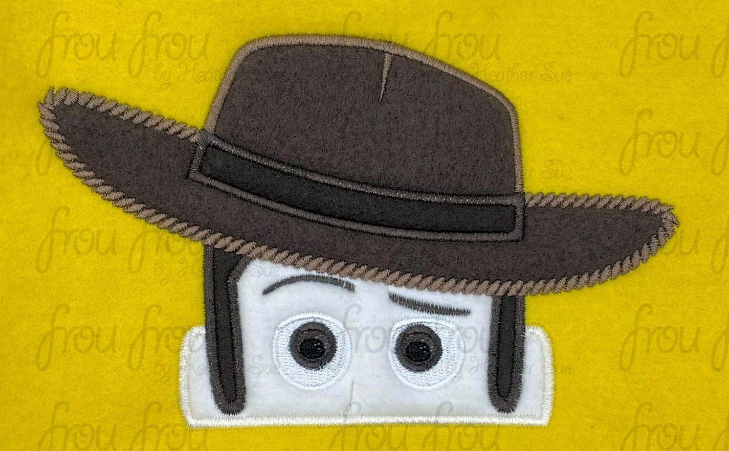 Wood Toy Peeker Machine Applique and Filled Embroidery Design, Multiple Sizes, including 2"-16"