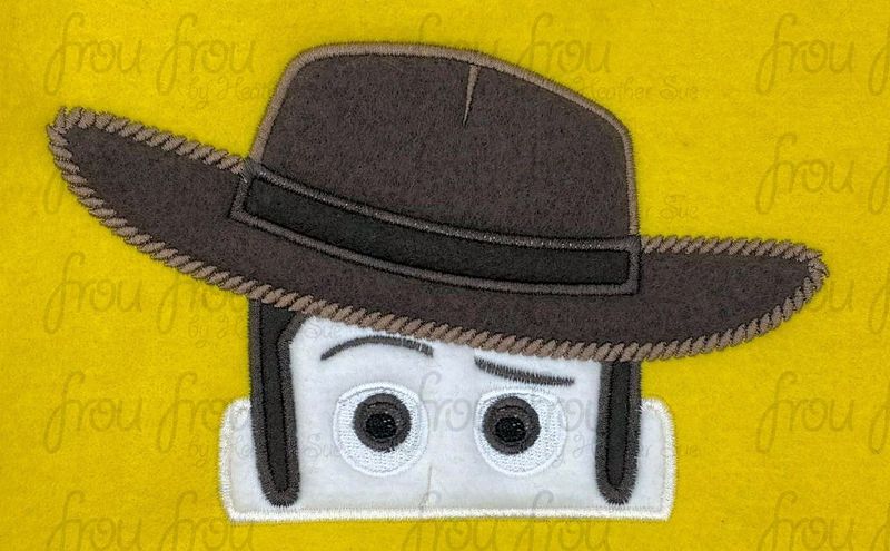 Wood Toy Peeker Machine Applique and Filled Embroidery Design, Multiple Sizes, including 2"-16"
