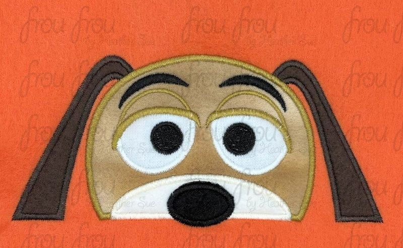 Slinking Dog Toy Peeker Machine Applique and Filled Embroidery Design, Multiple Sizes, including 2"-16"