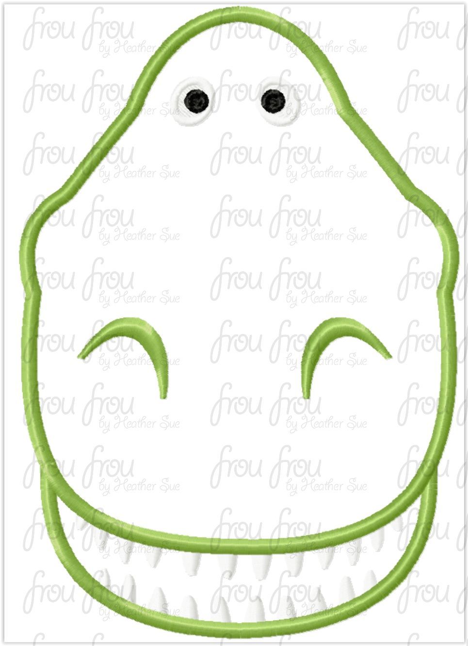 T Rex Toy Dinosaur Head Machine Applique and Filled Embroidery Design, Multiple Sizes, including 2"-16"