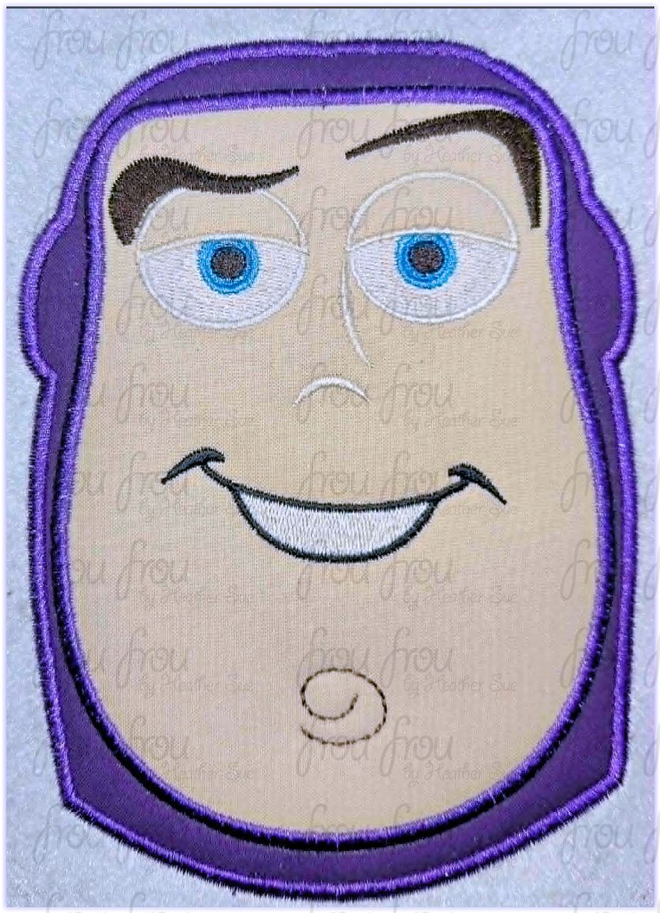 Space Ranger Toy Head Machine Applique and Filled Embroidery Design, Multiple Sizes, including 2"-16"