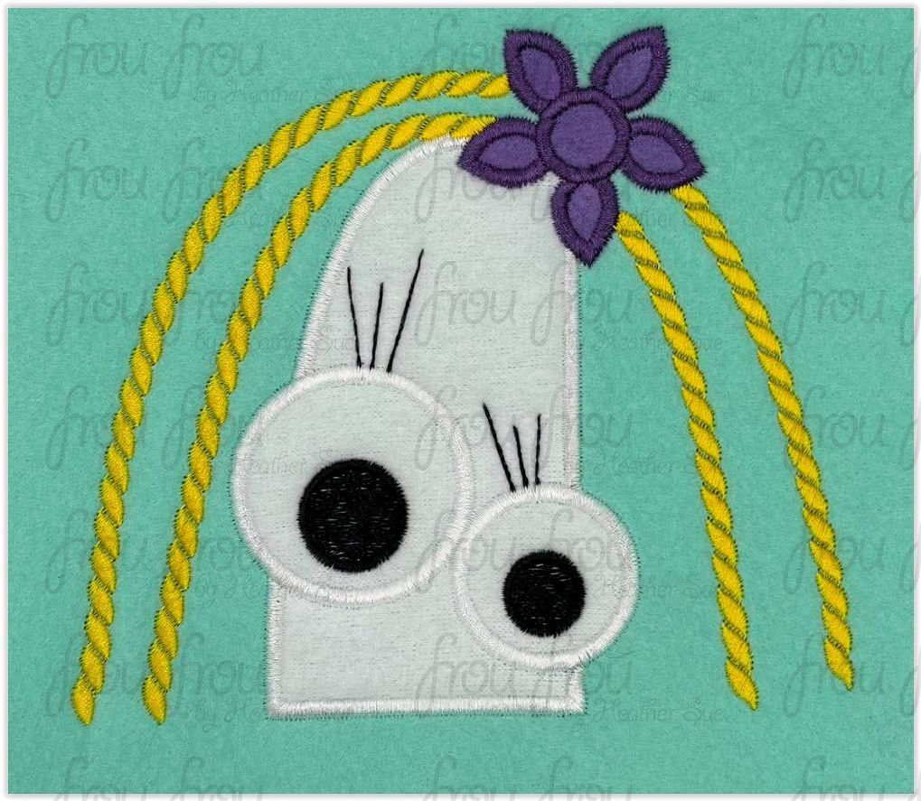 Knife Toy Peeker Machine Applique and Filled Embroidery Design, Multiple Sizes, including 2"-16"