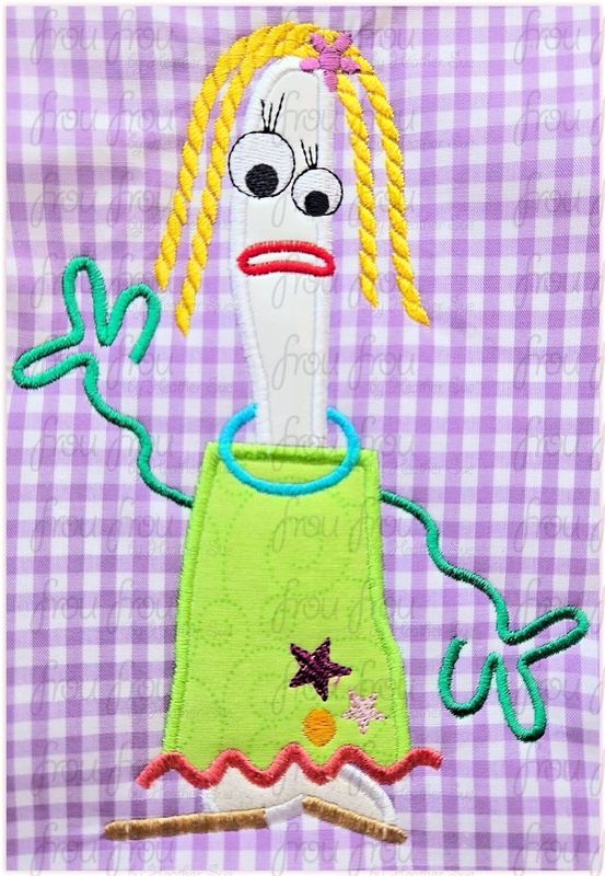 Knife Toy Fully Body Machine Applique and Filled Embroidery Design, Multiple Sizes, including 3"-16"