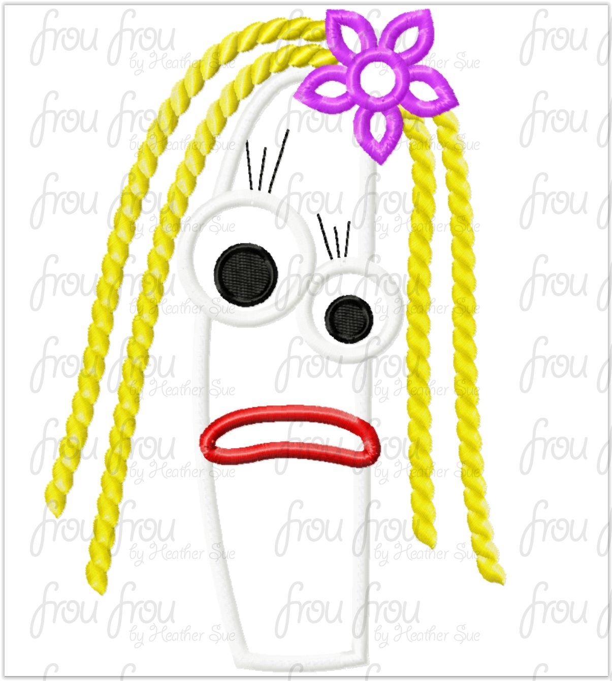 Knife Toy Head Machine Applique and Filled Embroidery Design, Multiple Sizes, including 3"-16"