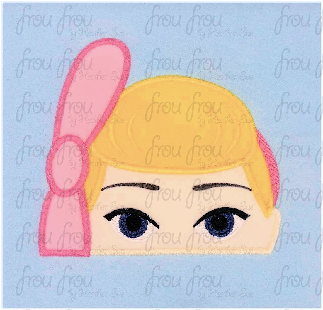 Bopeep Toy Peeker Machine Applique and Filled Embroidery Design, Multiple Sizes, including 2"-16"