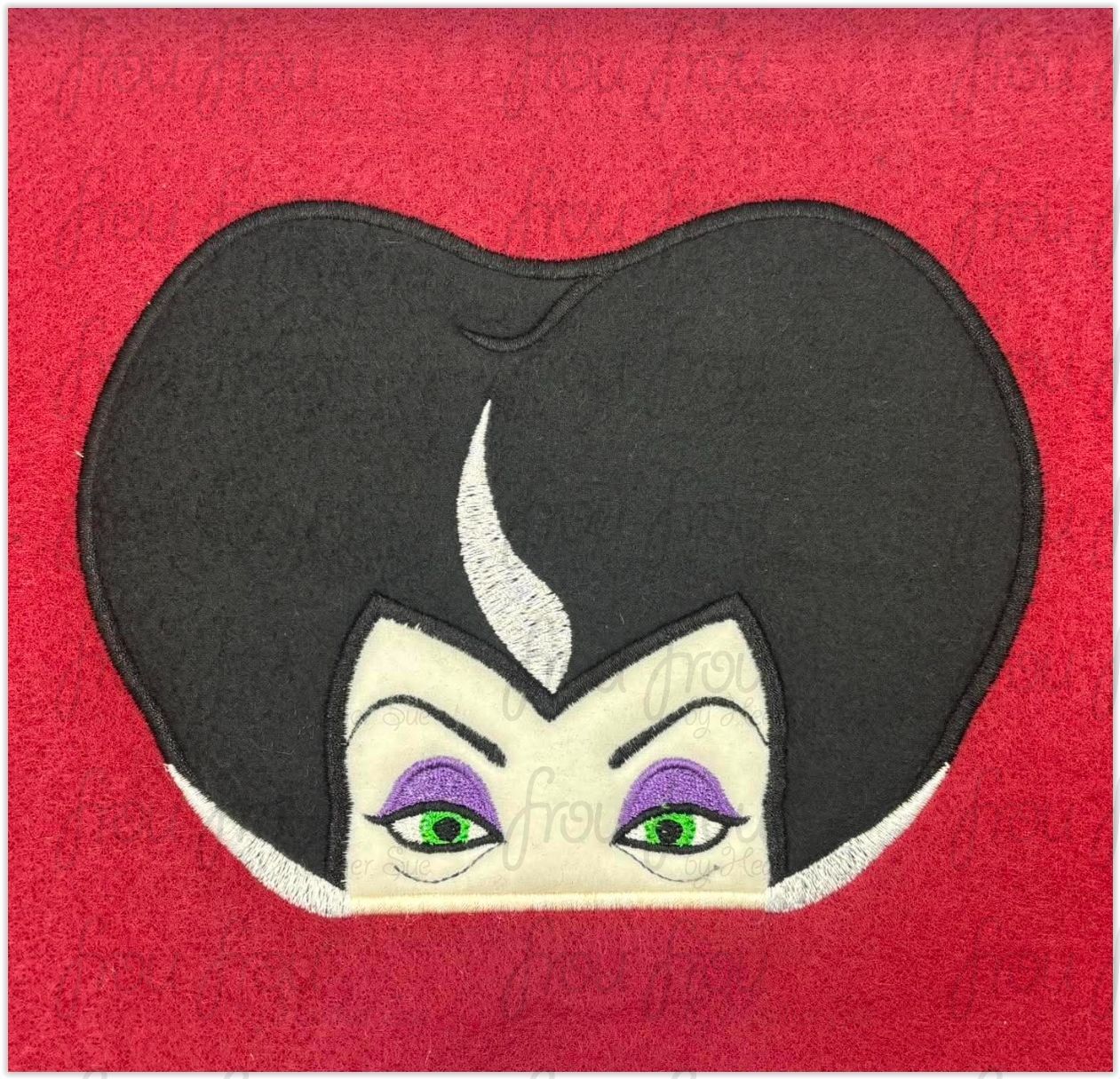 Lady Stepmother Peeker Machine Applique and Filled Embroidery Design, Multiple Sizes, including 2"-16"