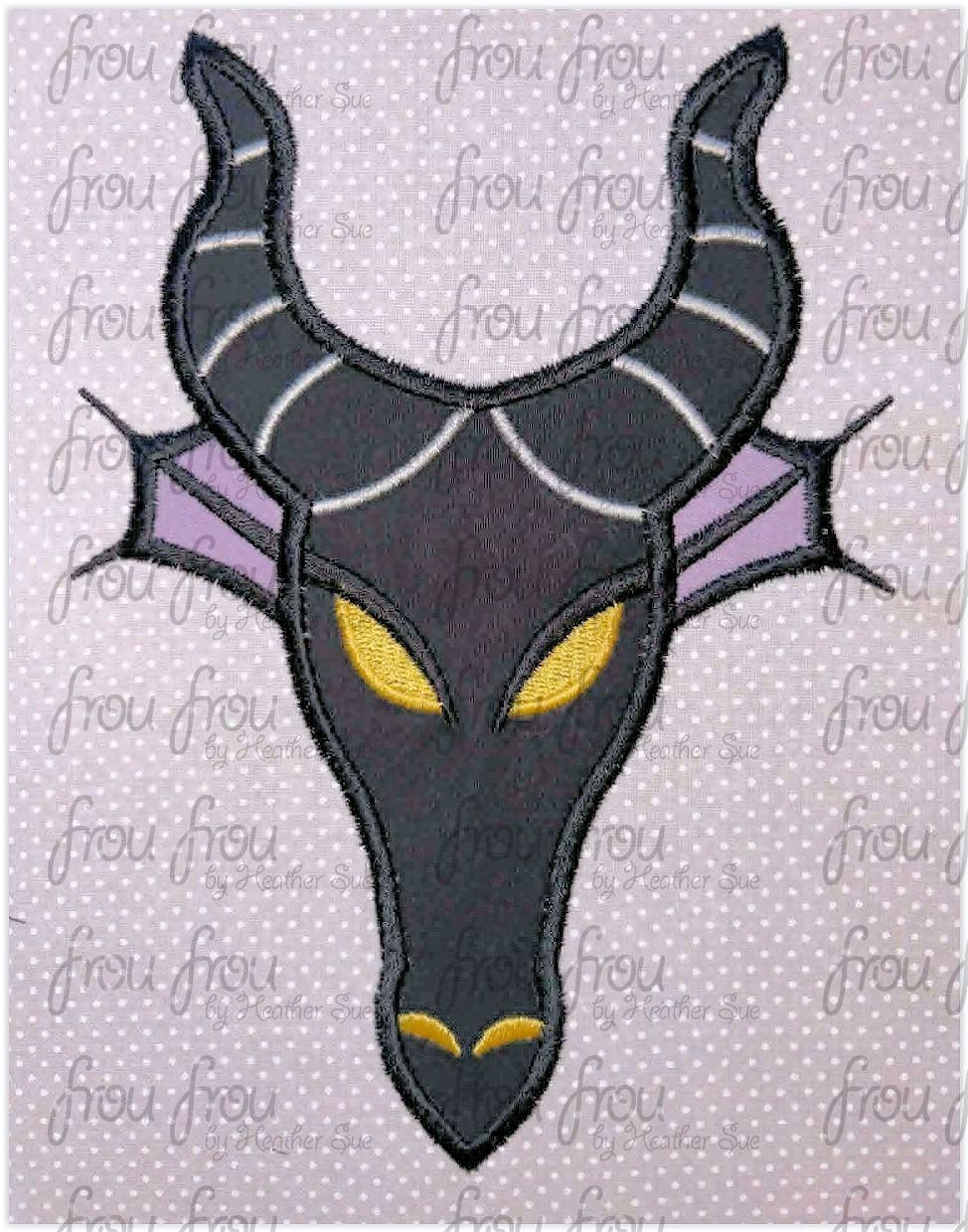 Magnificent Dragon Head Machine Applique and Filled Embroidery Design, Multiple Sizes, including 2"-16"