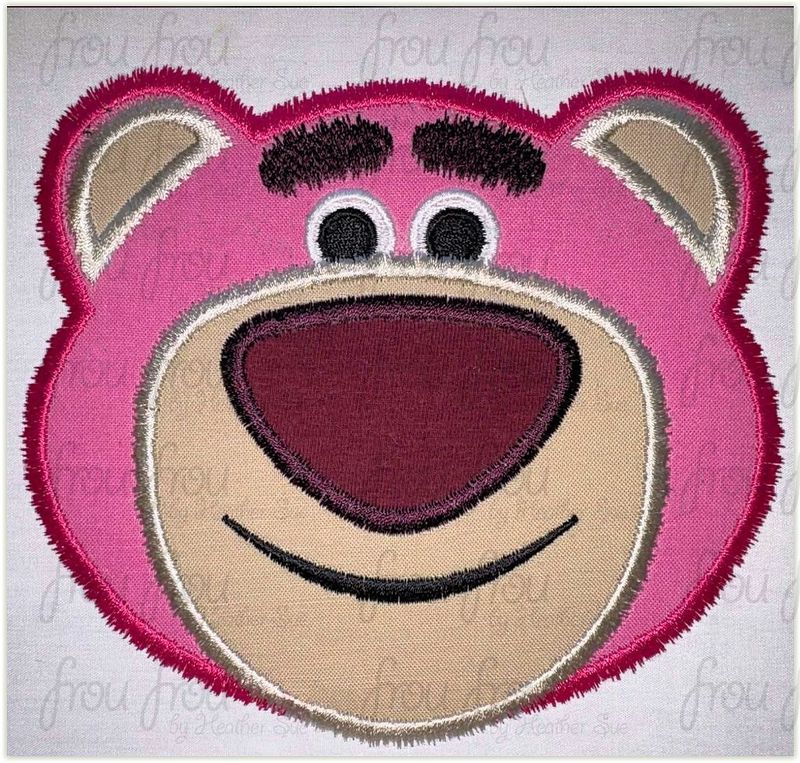 Lots O Bear Toy Head Machine Applique and Filled Embroidery Design, Multiple Sizes, including 2"-16"