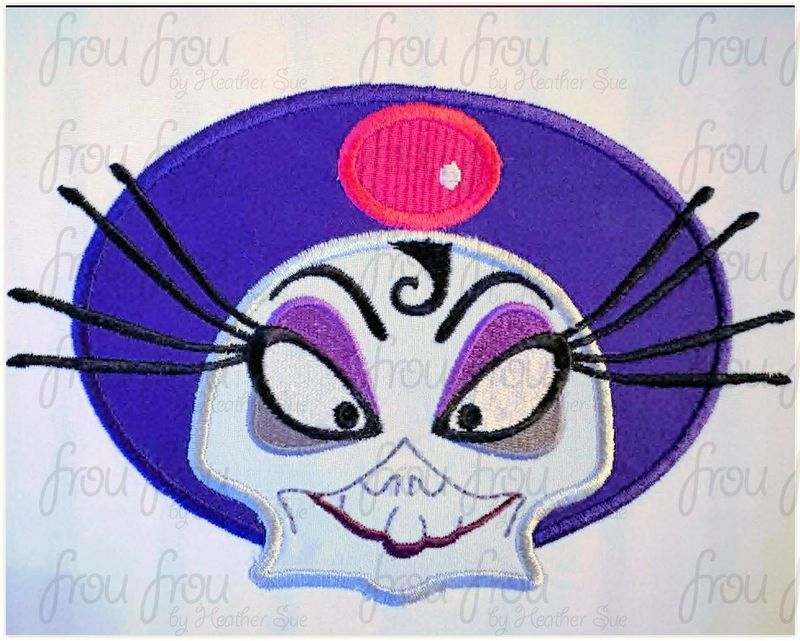Yeezma Head Machine Applique and Filled Embroidery Design, Multiple Sizes, including 2"-16"