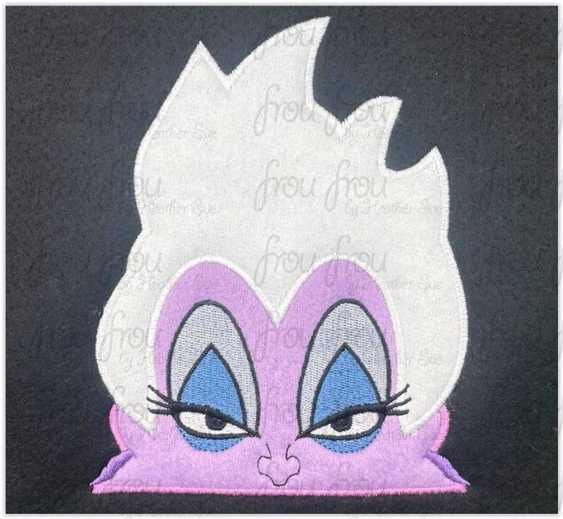 Ursea Peeker Machine Applique and Filled Embroidery Design, Multiple Sizes, including 2"-16"