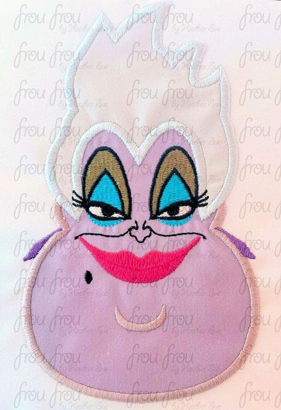 Ursea Head Machine Applique and Filled Embroidery Design, Multiple Sizes, including 2"-16"
