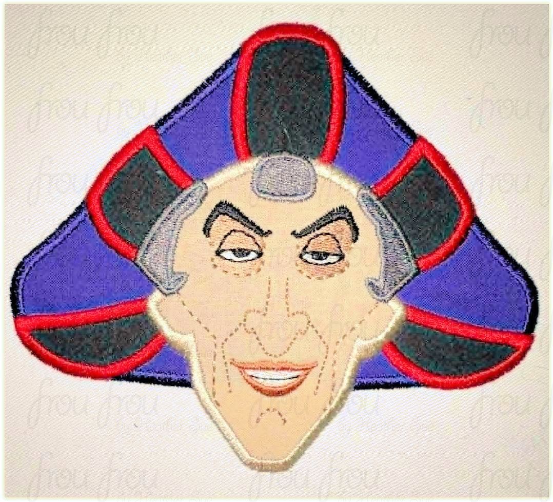 Judge Froyo Hunchback Head Machine Applique and Filled Embroidery Design, Multiple Sizes, including 3"-16"