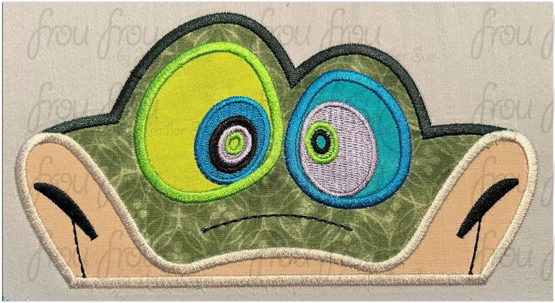 Kah Jungle Snake Peeker Machine Applique and Filled Embroidery Design, Multiple Sizes, including 2"-16"