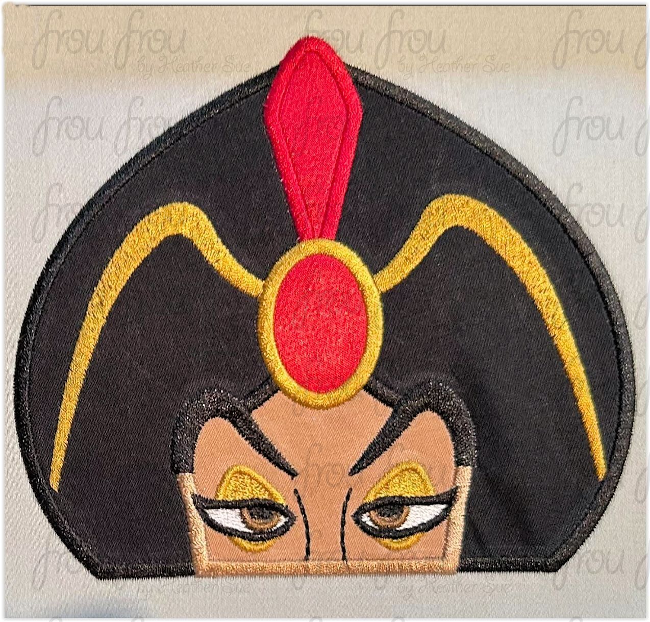 Jaffer Peeker A Lad In Machine Applique and Filled Embroidery Design, Multiple Sizes, including 2"-16"