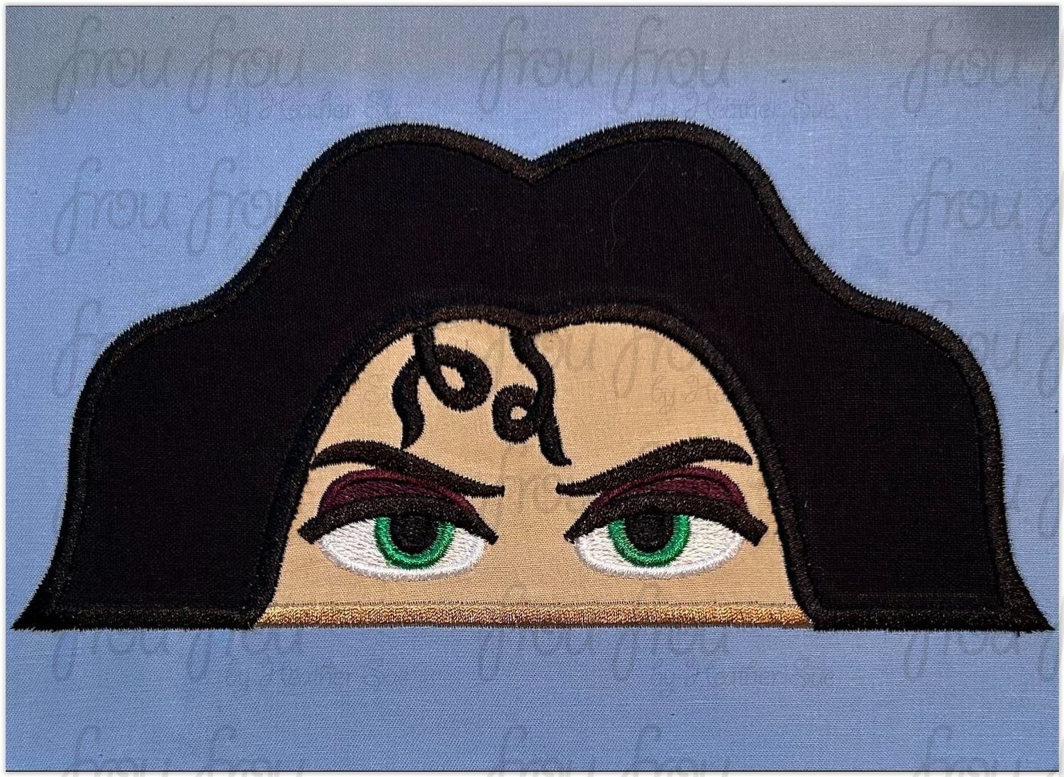 Mother Goth Peeker Machine Applique and Filled Embroidery Design, Multiple Sizes, including 2"-16"