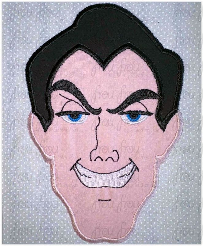Gason Head Machine Applique and Filled Embroidery Design, Multiple Sizes, including 2"-16"