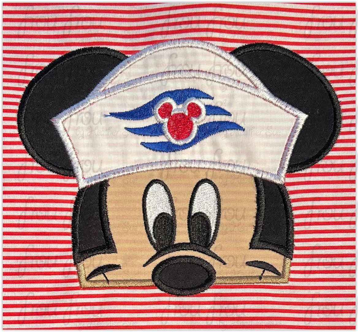Sailor Mister Mouse Peeker Cruise Ship Machine  Applique and Filled Embroidery Design 2"-16"