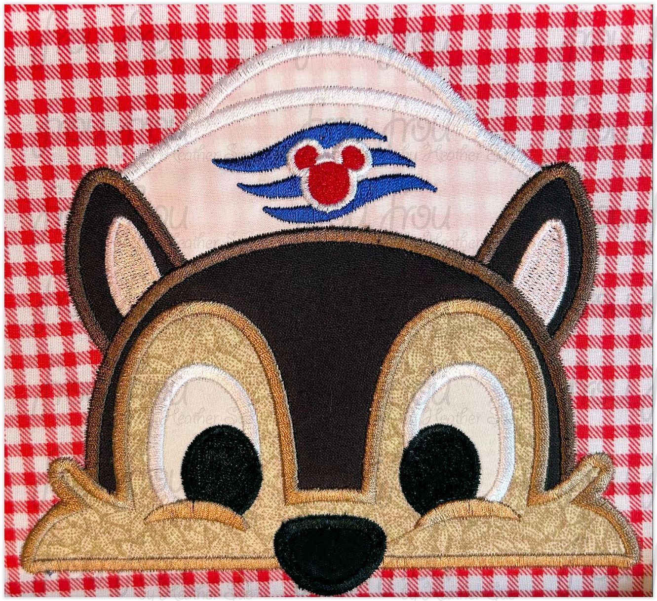 Sailor Chep Chipmunk Peeker Cruise Ship Machine  Applique and Filled Embroidery Design 2"-16"