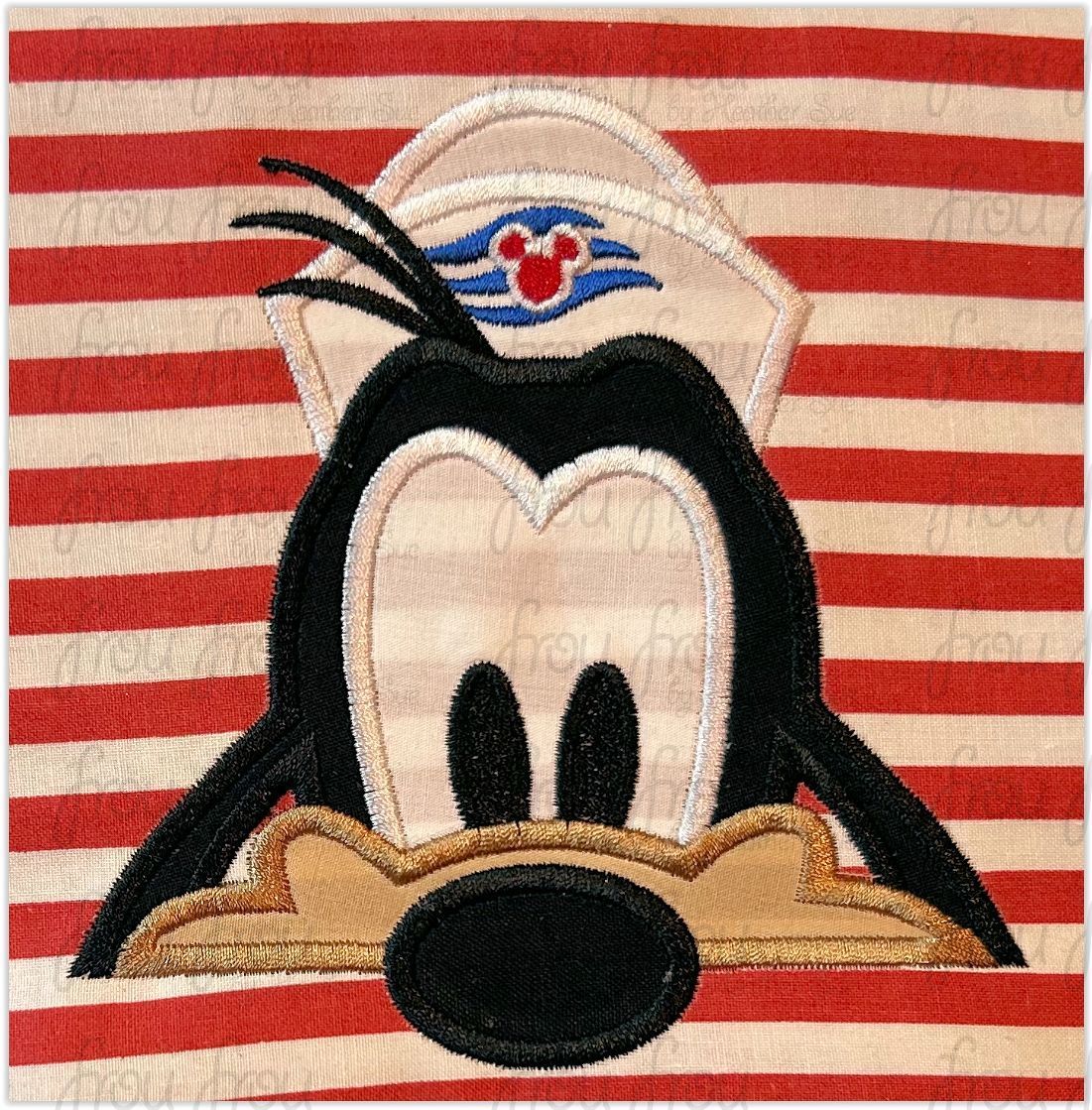 Sailor Guufy Dog Peeker Cruise Ship Machine  Applique and Filled Embroidery Design 2"-16"
