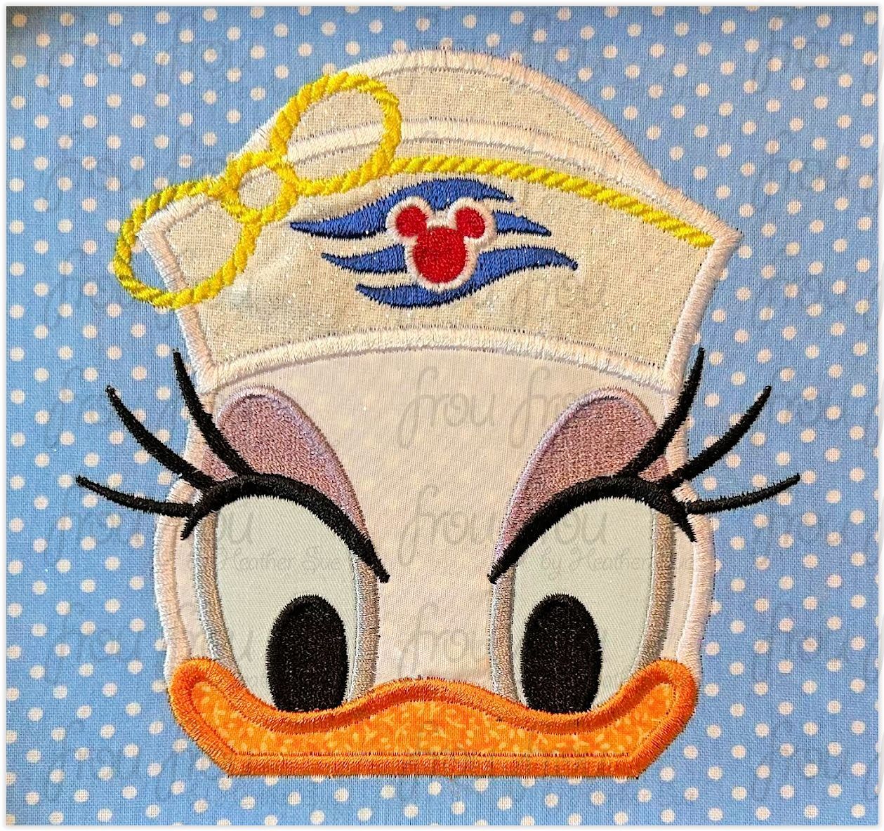 Sailor Dasey Duck Peeker Cruise Ship Machine  Applique and Filled Embroidery Design 2"-16"