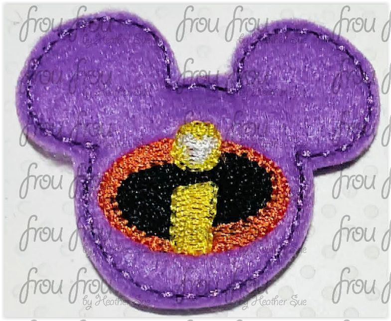 Clippie Incredible Superhero Mister Mouse Head Machine Embroidery In The Hoop Project 1.5, 2, 3, and 4 inch and SORTED Multiples