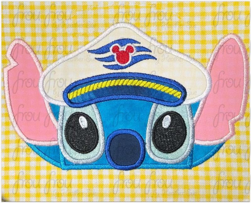 Sailor Captain Lila's Alien Peeker Cruise Ship Machine  Applique and Filled Embroidery Design 2"-16"