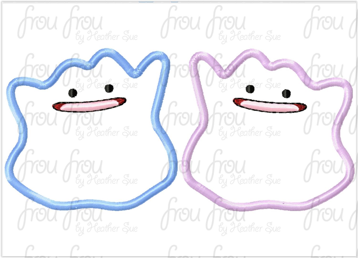 Diddo and Shiny Poke Man Machine Applique and filled Embroidery Design 2"-16"