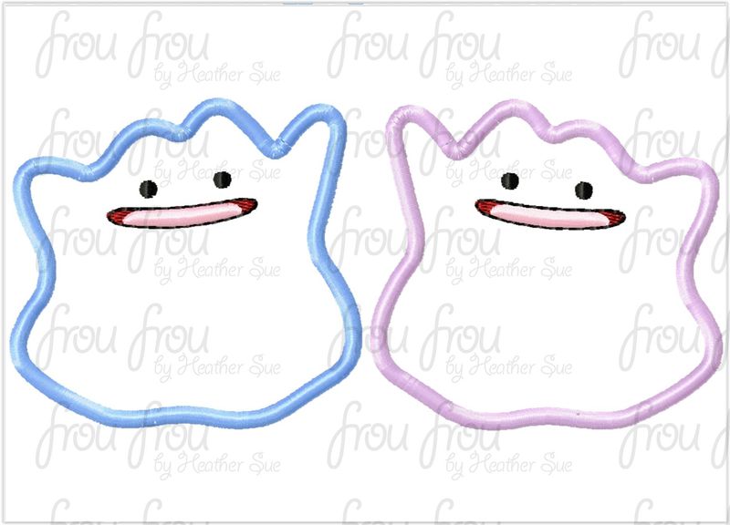Diddo and Shiny Poke Man Machine Applique and filled Embroidery Design 2"-16"
