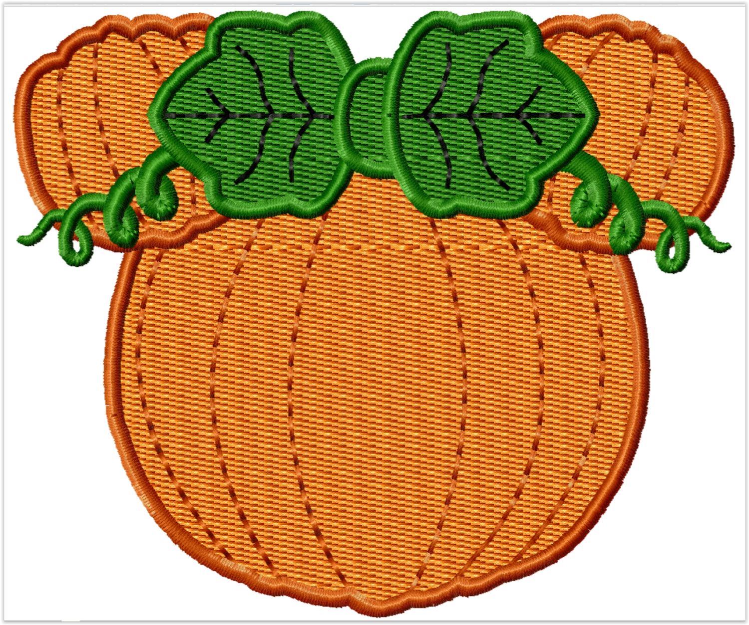 Pumpkin Miss Mouse No Face Machine Applique and Filled Embroidery Design 2"-16"