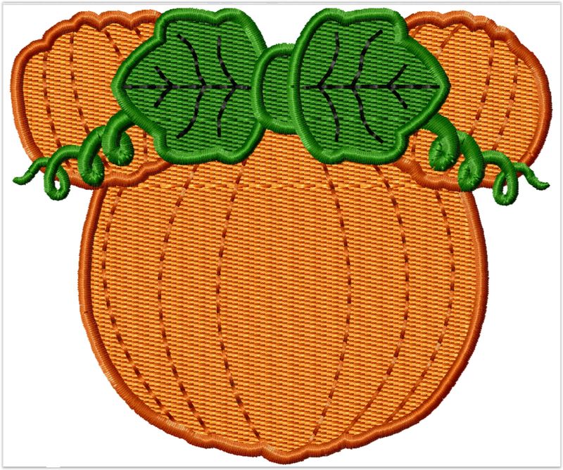 Pumpkin Miss Mouse No Face Machine Applique and Filled Embroidery Design 2"-16"