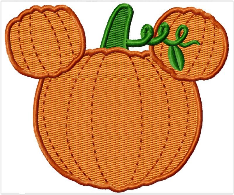 Pumpkin Mister Mouse No Face Machine Applique and Filled Embroidery Design 2"-16"