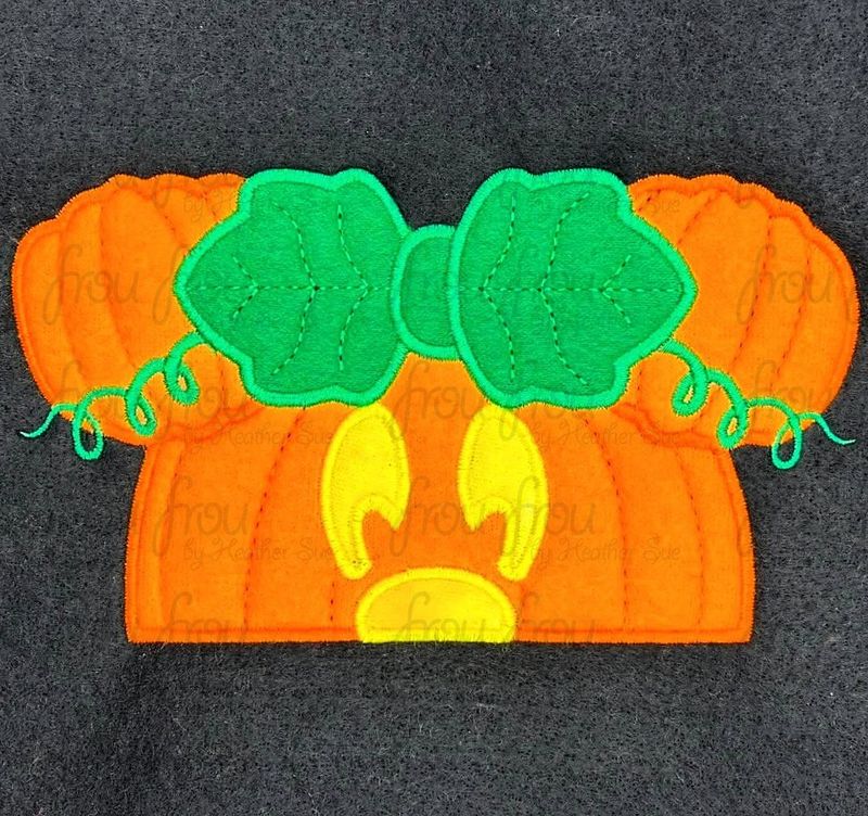 Pumpkin Miss Mouse Peeker Jack O Lantern Machine Applique and Filled Embroidery Design 2"-16"