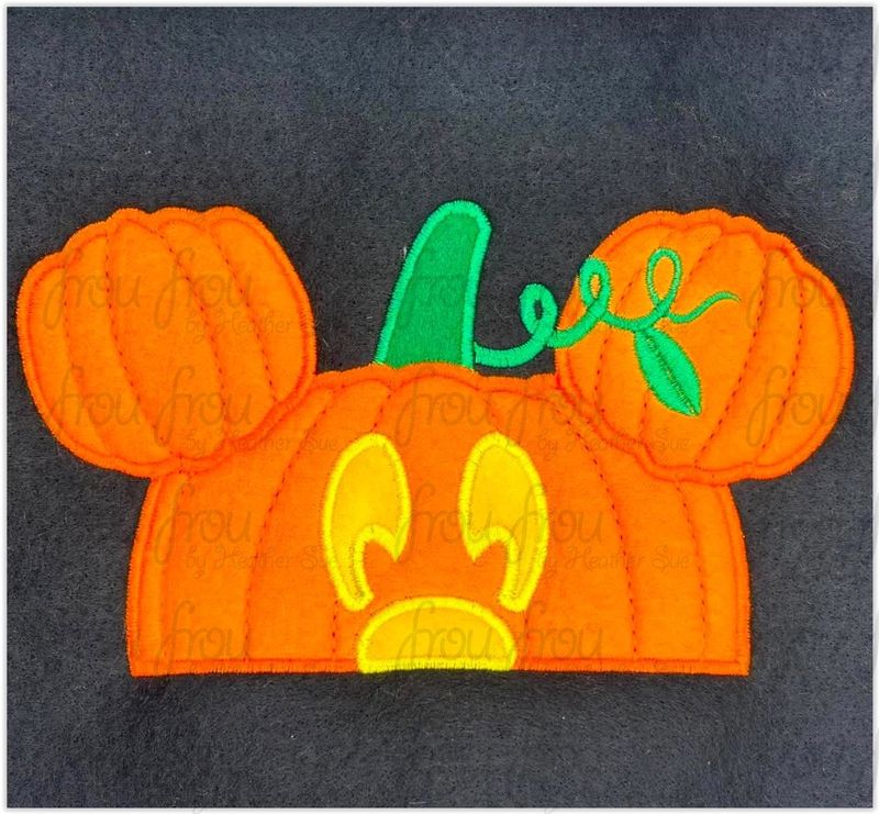 Pumpkin Mister Mouse Peeker Jack O Lantern Machine Applique and Filled Embroidery Design 2"-16"